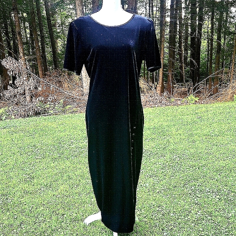 Nina Piccalino Vintage Black Velvet Whimsigoth Regency Witchy Maxi Dress